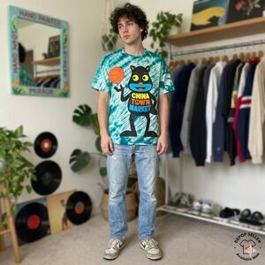 Chinatown Market Green Tie Dye Basketball T Shirt Tee Top   Mens Size Medium